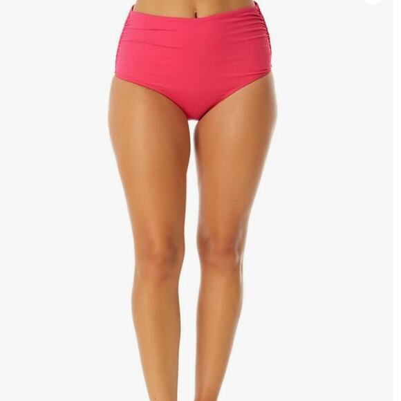 Anne Cole Large Convertible High Waisted Foldover Bottom Hot Pink NEW - Picture 1 of 9